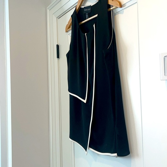 Frank Lyman sleeveless black and white trim layered blouse - Picture 4 of 4